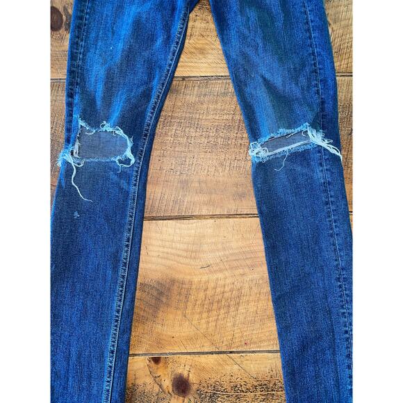 Womens Rag and Bone Skinny Stretchy Distressed Blue Jeans Medium Wash Size 25 - Picture 2 of 8